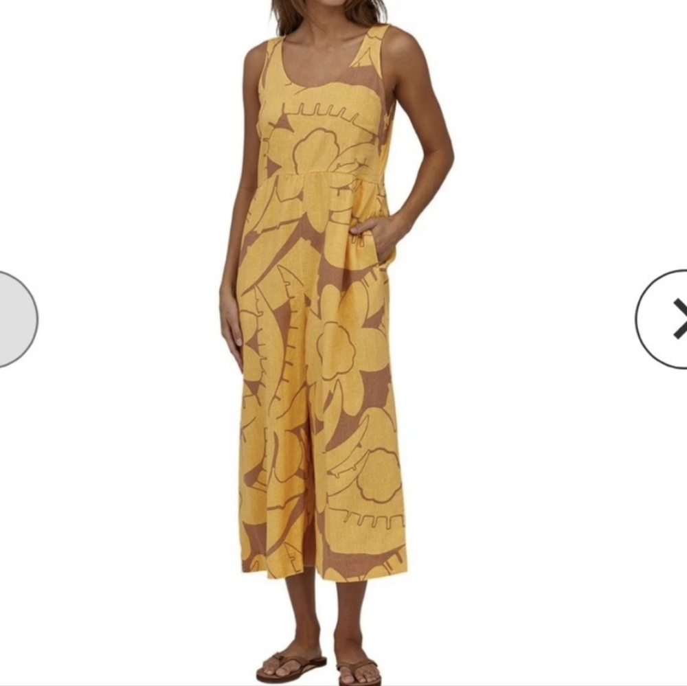Sleeveless Wide-Leg Floral Jumpsuit in Mustard